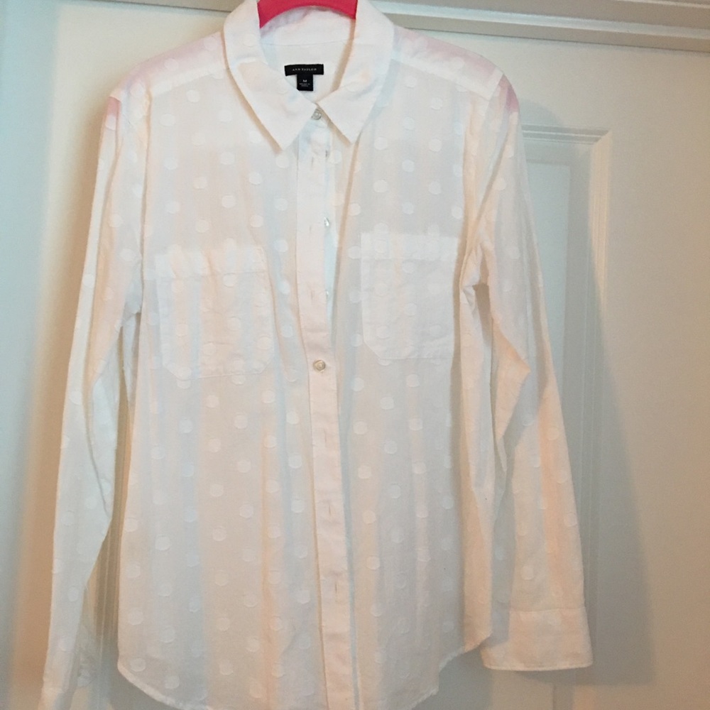 White Blouse with Textured Dots